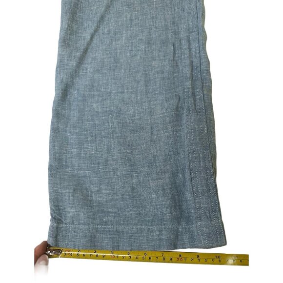 Athleta Cabo Linen Wide Leg Pants in Blue Size 10 - Picture 9 of 10